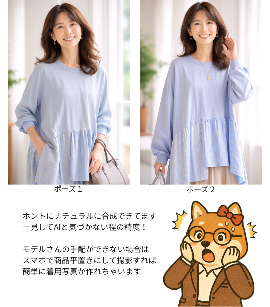 AI生成着用画像の比較